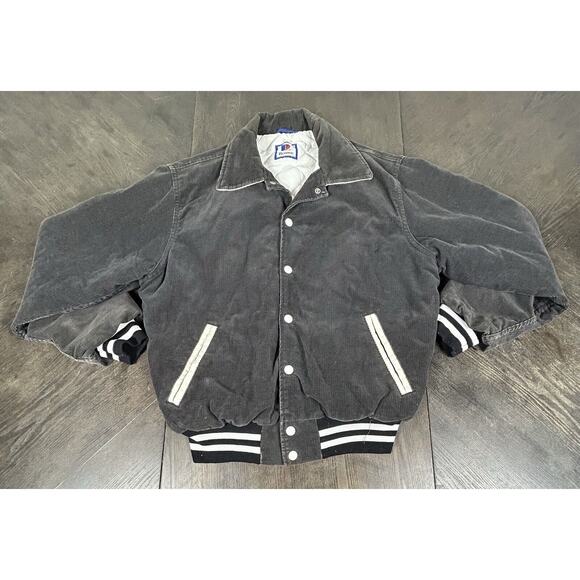 Vintage Rennoc Corduroy Jacket Black Gray Medium Quilted Lining Made in USA - Picture 3 of 10